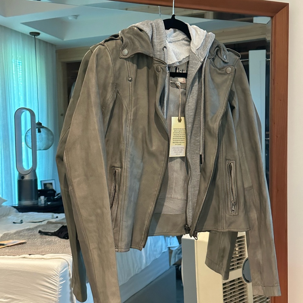 JKT NYC Molly 
Brand new with original tags. Patina Leather jacket with hood.